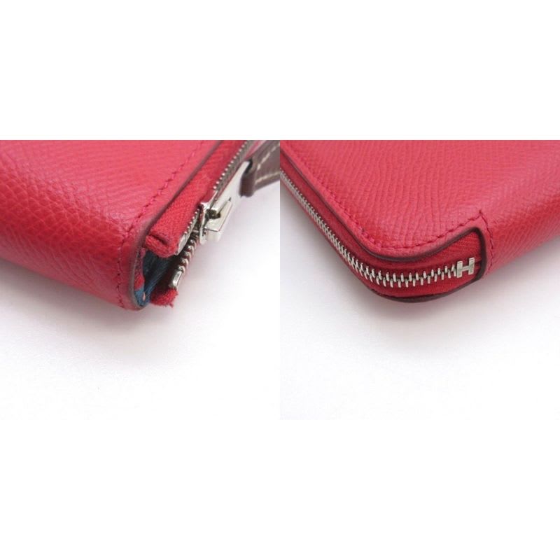 Hermes Hermes Azap Silk-in Long Wallet Round Zipper Vaux Epson Pink AA