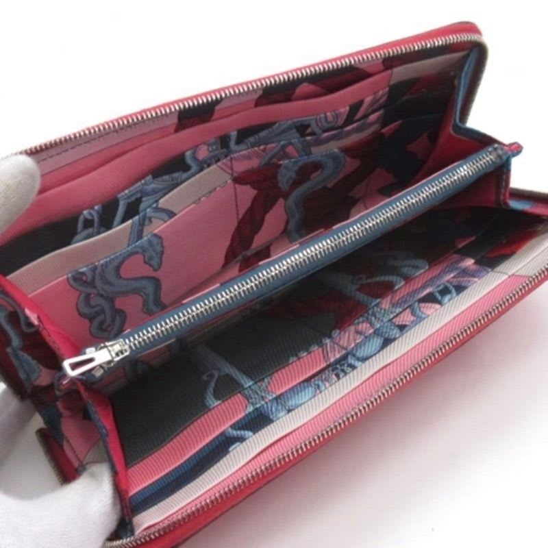 Hermes Hermes Azap Silk-in Long Wallet Round Zipper Vaux Epson Pink AA