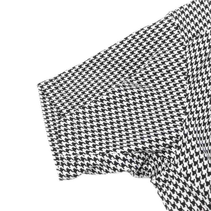 Balenciaga 2020 Short Sleeve Shirt Houndstooth Pattern Logo Stainless