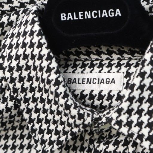 Balenciaga 2020 Short Sleeve Shirt Houndstooth Pattern Logo Stainless