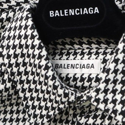 Balenciaga 2020 Short Sleeve Shirt Houndstooth Pattern Logo Stainless
