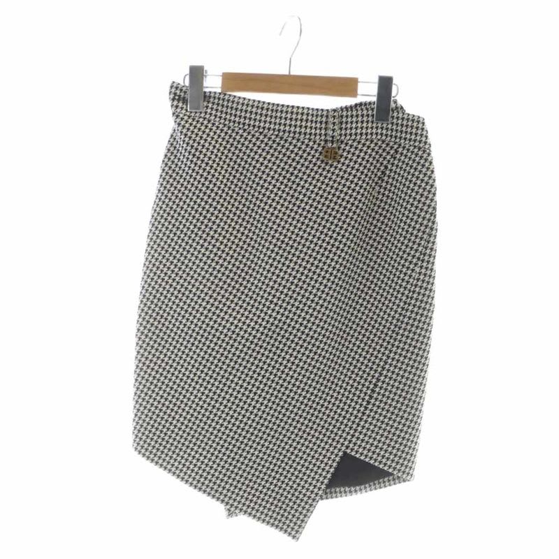 Balenciaga 2020 Tight Skirt Logo Houndstooth Pattern 34 XXS White Black