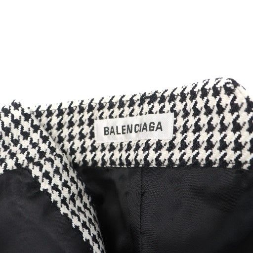Balenciaga 2020 Tight Skirt Logo Houndstooth Pattern 34 XXS White Black