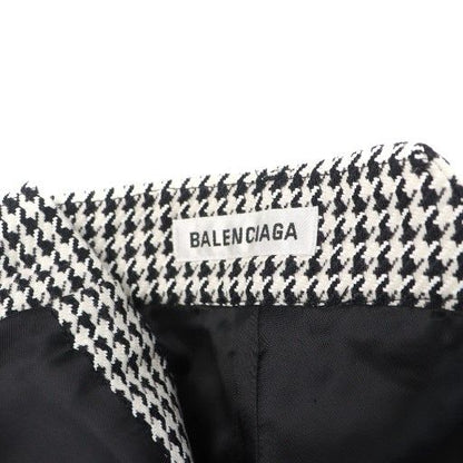 Balenciaga 2020 Tight Skirt Logo Houndstooth Pattern 34 XXS White Black