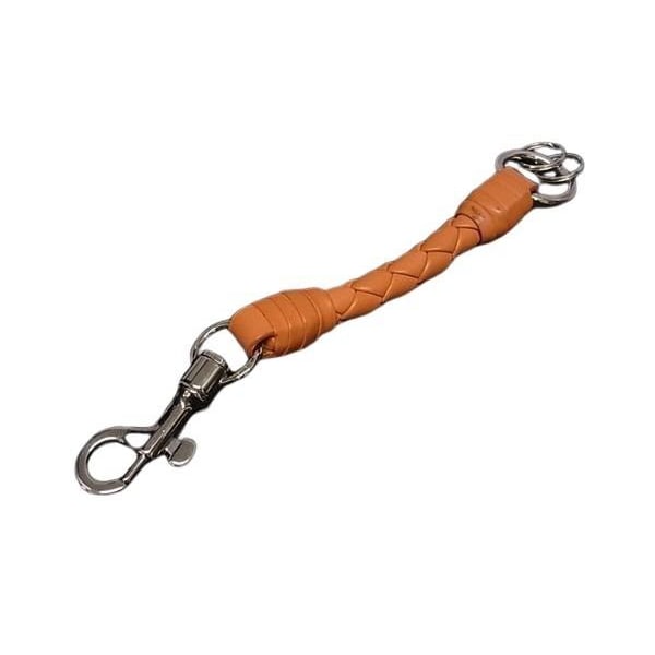 Bottega Veneta Key Holder Intrecciato Orange Leather Unisex Silver Hardware