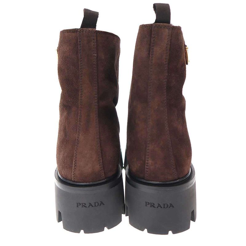 Prada 25AW Suede Zip Booties 328 Brown 40