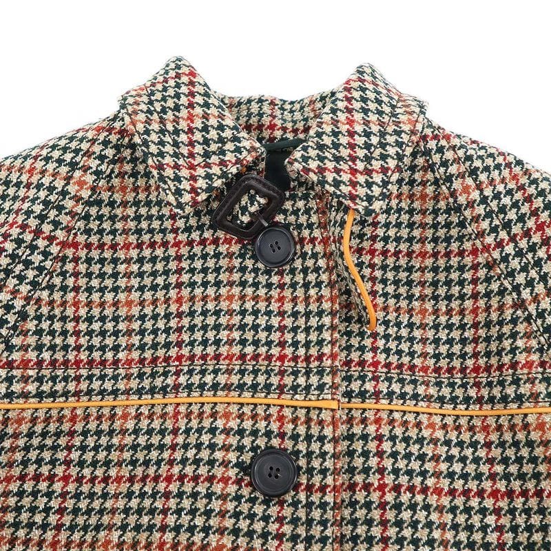Prada 17AW Houndstooth Wool Belted Coat P646gi Mix 38