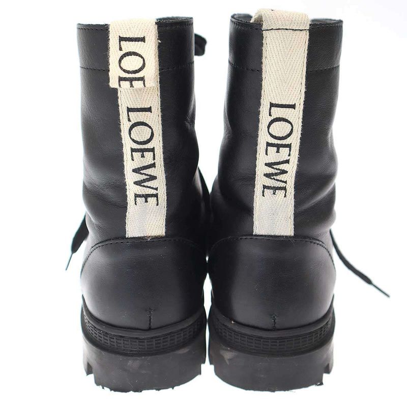Loewe Lace-up Leather Boots Black 37