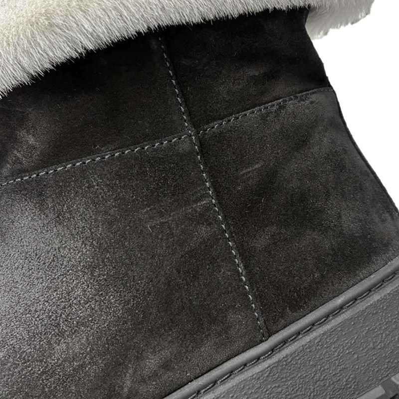 Prada Mouton Leather Triangle Logo Haraco Boots 8830 9533 Black 39
