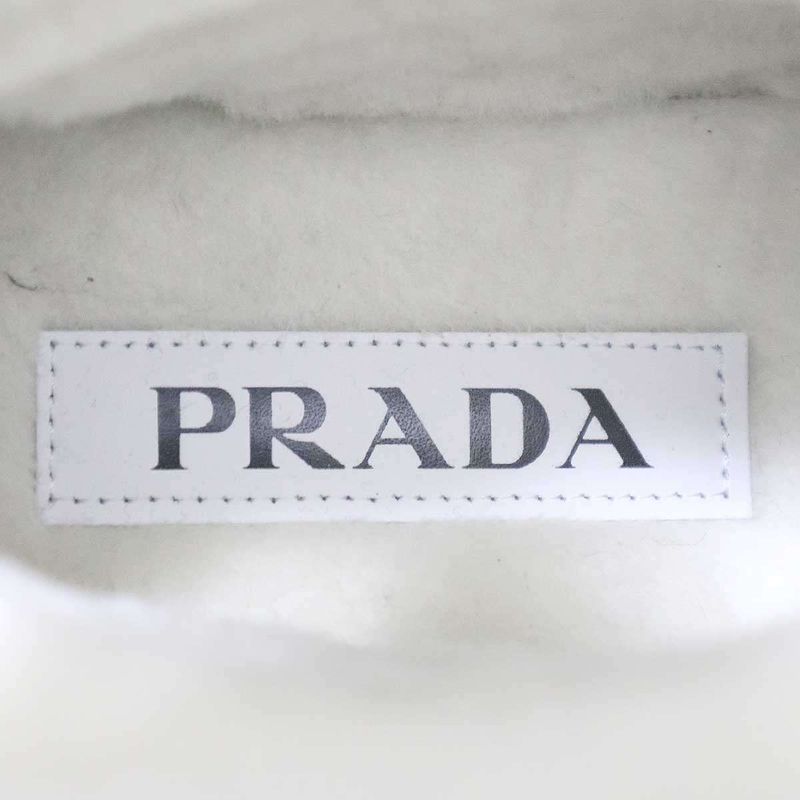 Prada Mouton Leather Triangle Logo Haraco Boots 8830 9533 Black 39