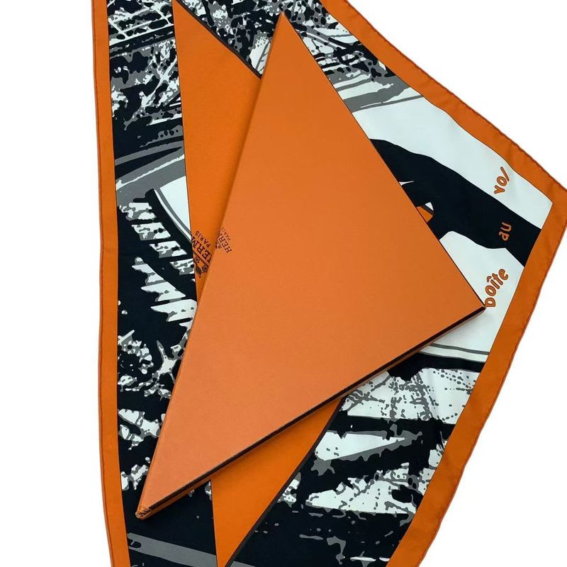 Hermes Triangle Scarf Large Silk Flying Box Orange