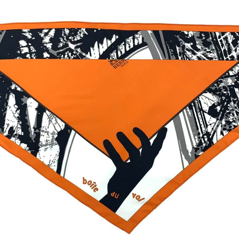 Hermes Triangle Scarf Large Silk Flying Box Orange