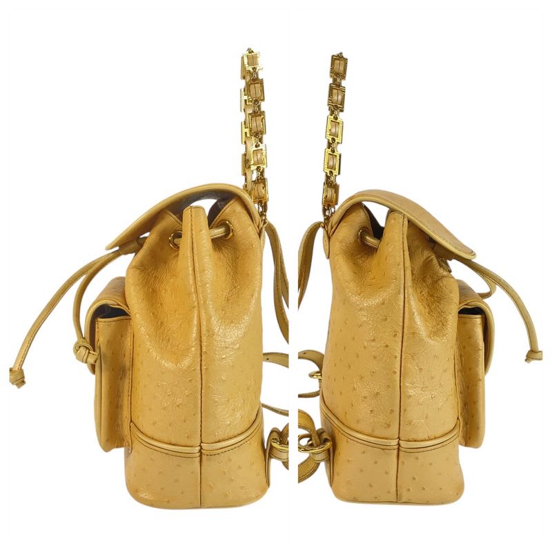 Gianni Versace Vintage Sunburst Yellow Leather Rucksack Backpack Women's