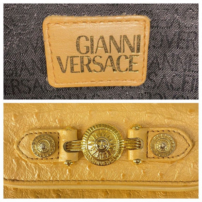 Gianni Versace Vintage Sunburst Yellow Leather Rucksack Backpack Women's
