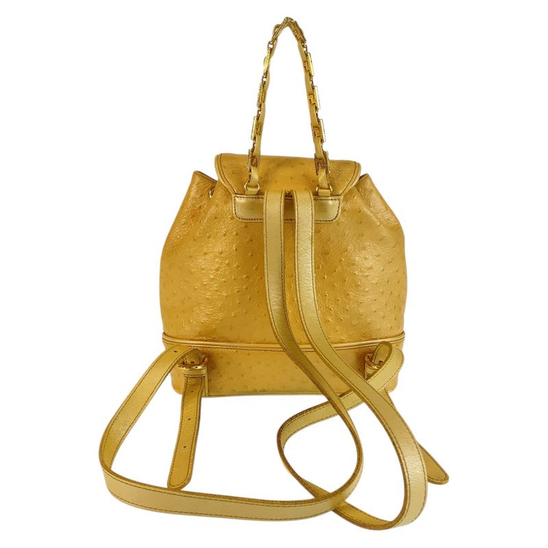 Gianni Versace Vintage Sunburst Yellow Leather Rucksack Backpack Women's