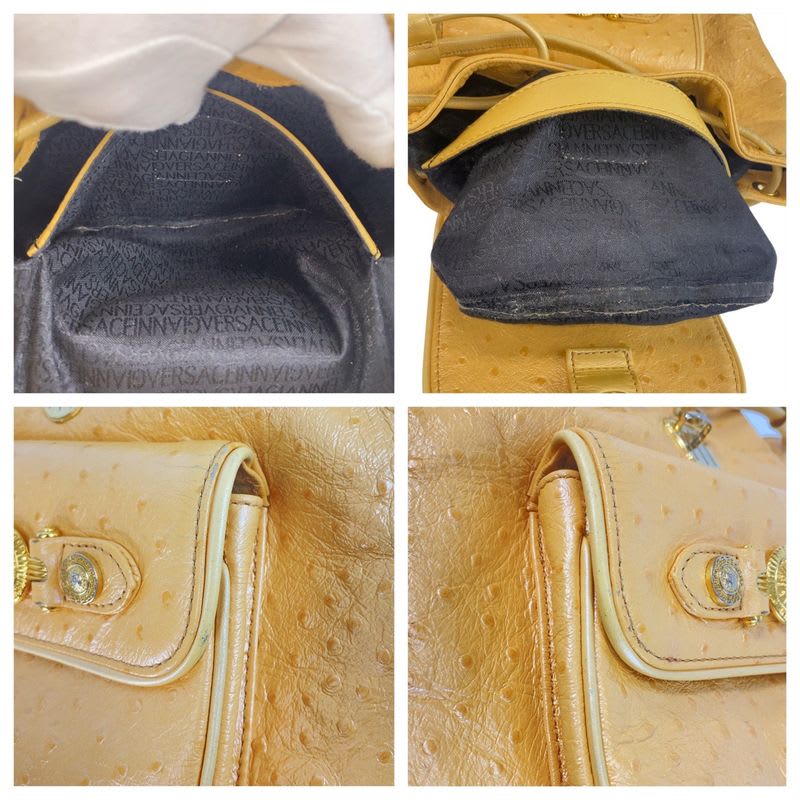 Gianni Versace Vintage Sunburst Yellow Leather Rucksack Backpack Women's
