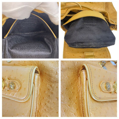 Gianni Versace Vintage Sunburst Yellow Leather Rucksack Backpack Women's