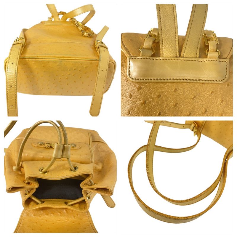 Gianni Versace Vintage Sunburst Yellow Leather Rucksack Backpack Women's