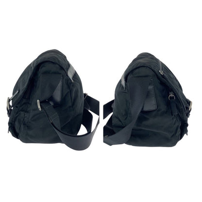 Prada Tessuto Triangle Logo Plate Black Silver Hardware Nylon Shoulder Bag