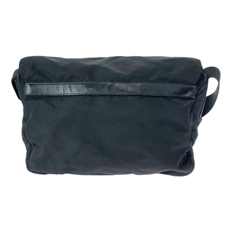 Prada Tessuto Triangle Logo Plate Black Silver Hardware Nylon Shoulder Bag