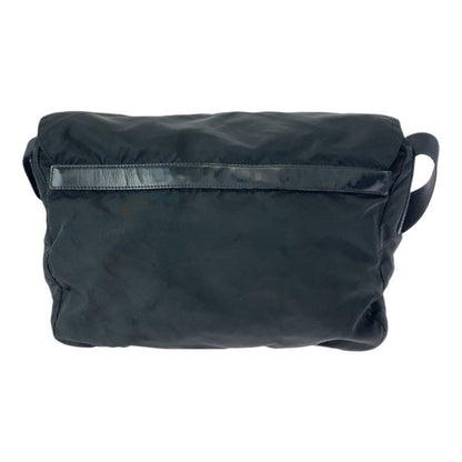 Prada Tessuto Triangle Logo Plate Black Silver Hardware Nylon Shoulder Bag