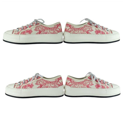 Dior Walkn Toile de Jouy Pink White Canvas Sneakers Low Cut Ladies