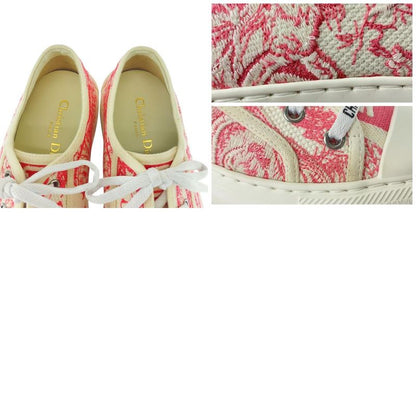 Dior Walkn Toile de Jouy Pink White Canvas Sneakers Low Cut Ladies