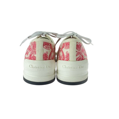 Dior Walkn Toile de Jouy Pink White Canvas Sneakers Low Cut Ladies