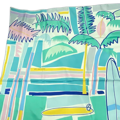 Hermes Carre 140 Scarf Silk Large SEA SURF & FUN And Fan Multicolor Box