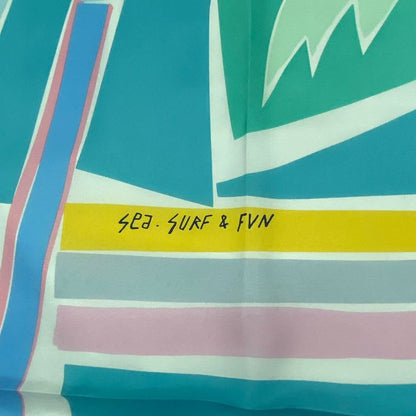 Hermes Carre 140 Scarf Silk Large SEA SURF & FUN And Fan Multicolor Box