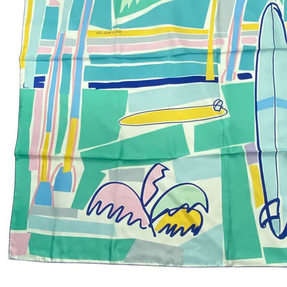Hermes Carre 140 Scarf Silk Large SEA SURF & FUN And Fan Multicolor Box