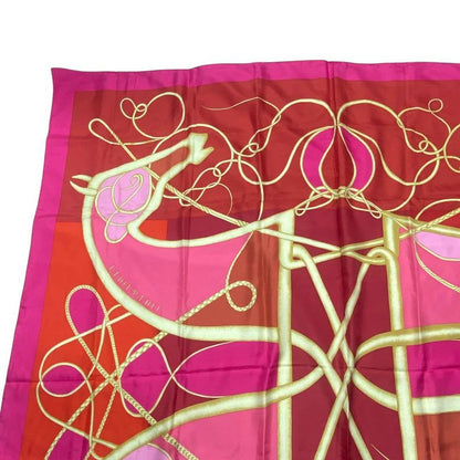 Hermes Carre 140 Scarf Silk Large Coup De Fouet Whip Pink