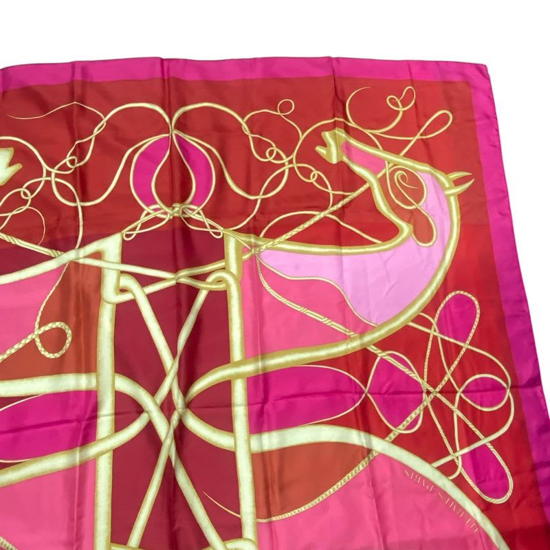 Hermes Carre 140 Scarf Silk Large Coup De Fouet Whip Pink