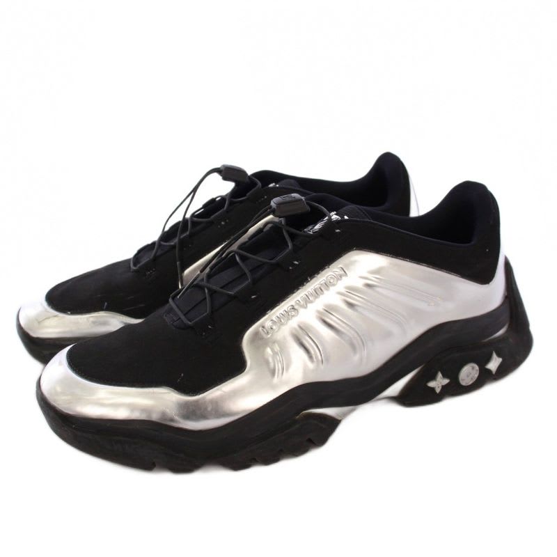 Louis Vuitton Millennium Line Sneakers 9 Silver Color Black KH