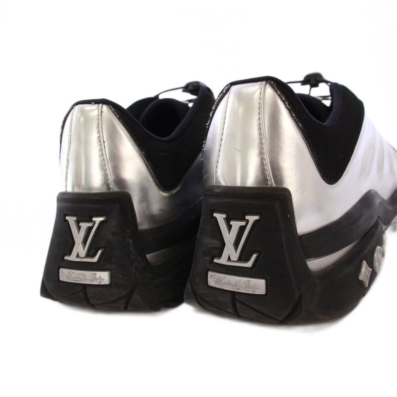Louis Vuitton Millennium Line Sneakers 9 Silver Color Black KH