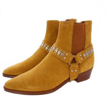Celine Camargue Biker Chelsea Boots Short Side Gore Suede 43 Brown KH