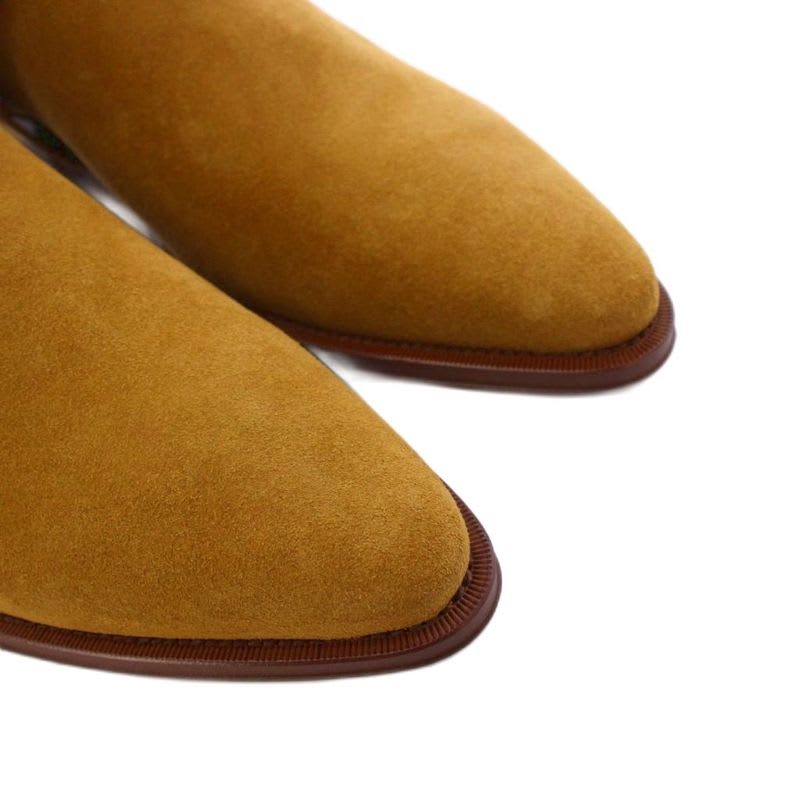 Celine Camargue Biker Chelsea Boots Short Side Gore Suede 43 Brown KH
