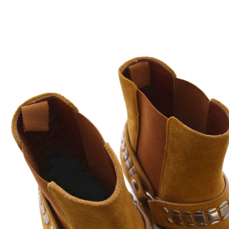 Celine Camargue Biker Chelsea Boots Short Side Gore Suede 43 Brown KH