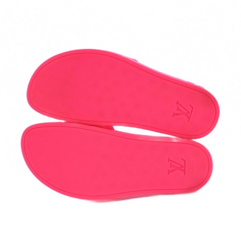Louis Vuitton Waterfront Line Monogram Rubber Sandals 7 Pink KH
