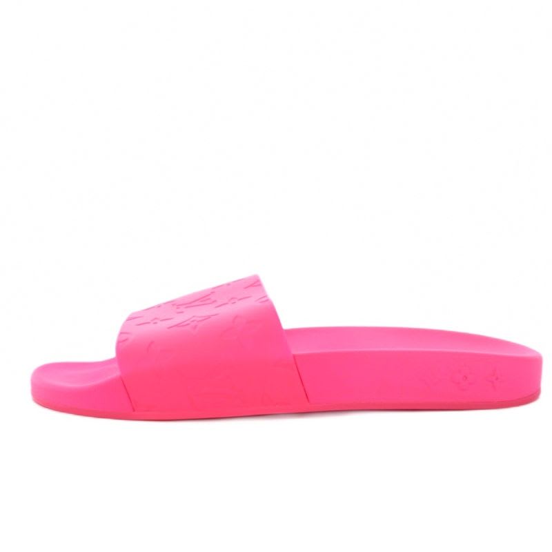Louis Vuitton Waterfront Line Monogram Rubber Sandals 7 Pink KH