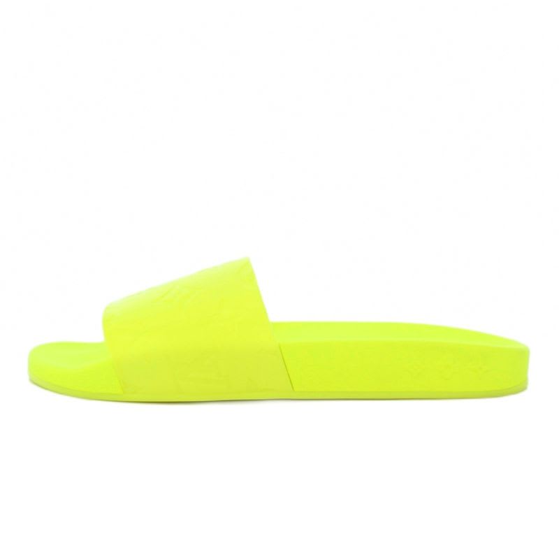 Louis Vuitton Waterfront Line Monogram Rubber Sandals 7 Fluorescent Yellow KH