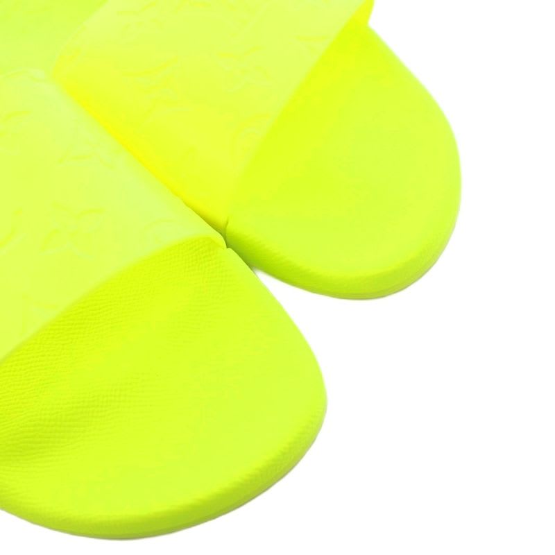 Louis Vuitton Waterfront Line Monogram Rubber Sandals 7 Fluorescent Yellow KH