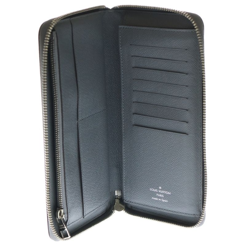 Louis Vuitton Zippy Wallet Vertical Taiga Glacier Round Zipper M32601 Gray