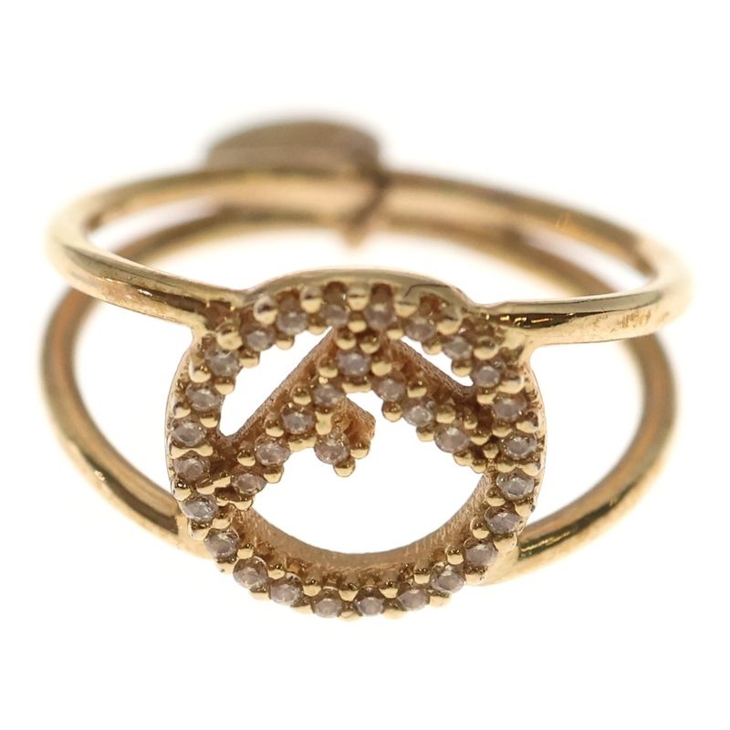 Fendi F's Rhinestone Ring Gold