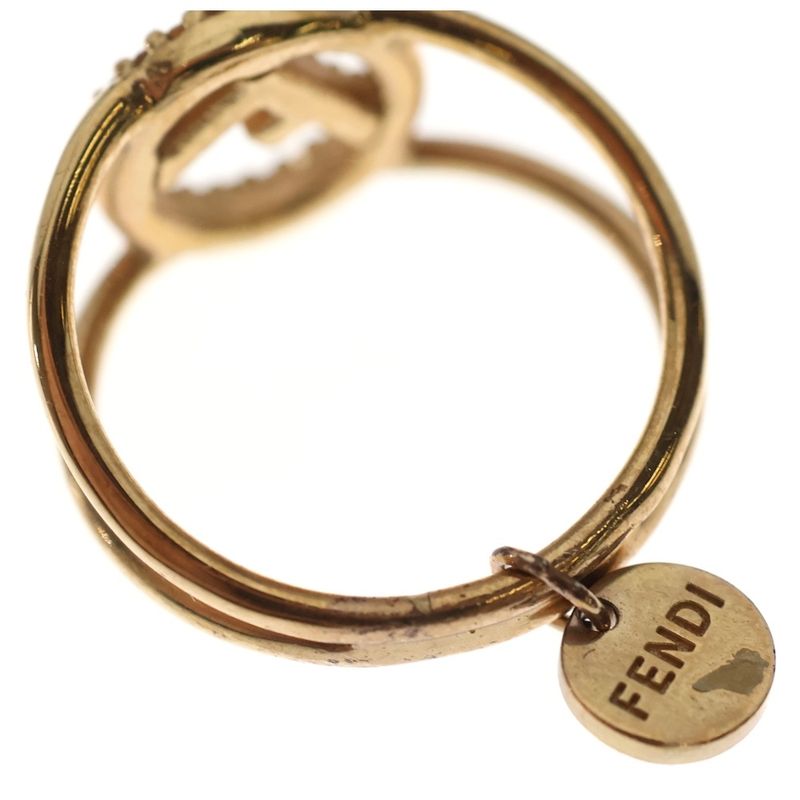 Fendi F's Rhinestone Ring Gold