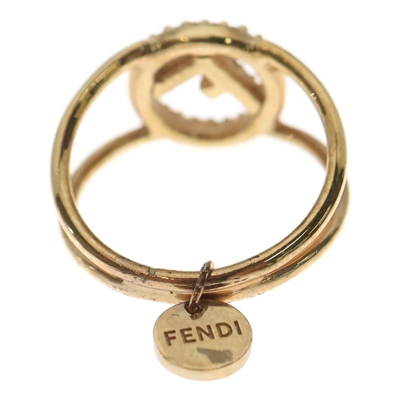 Fendi F's Rhinestone Ring Gold