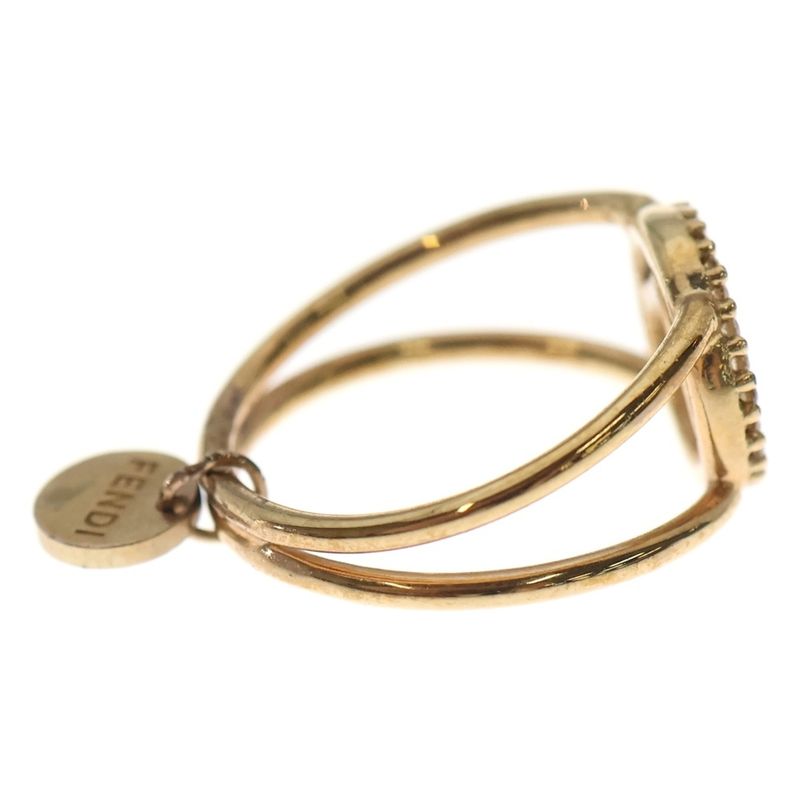 Fendi F's Rhinestone Ring Gold
