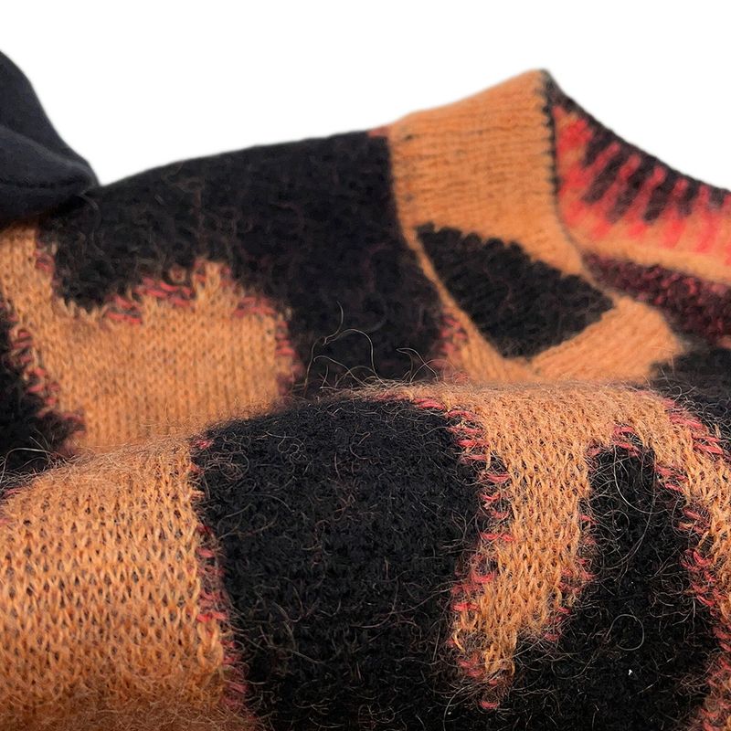 Chanel Knit Leopard Sweater Cashmere Mohair Thigh 36 Top Brown Black Pink