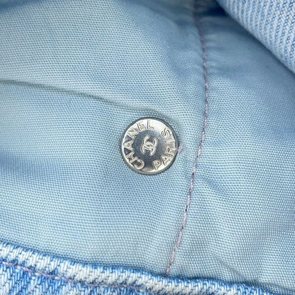Chanel Pants Coco Bichi Button Denim Cotton 36 Light Blue