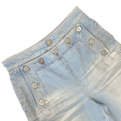 Chanel Pants Coco Bichi Button Denim Cotton 36 Light Blue